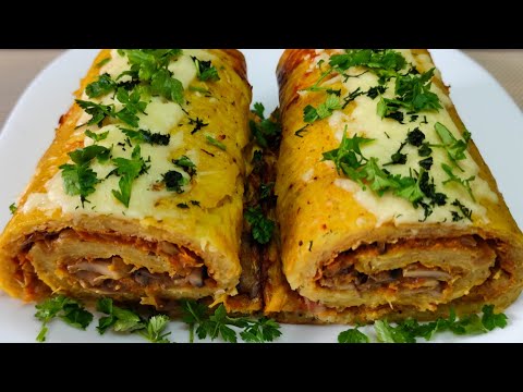 Видео: Картофельный рулет с грибной начинкой. Быстро и вкусно.