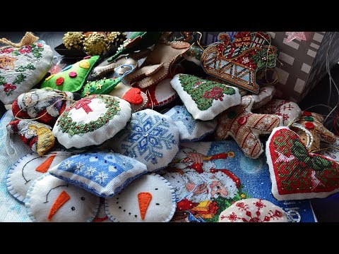 Видео: КОЛЛЕКЦИЯ вышитых НОВОГОДНИХ игрушек! Вышивка крестом