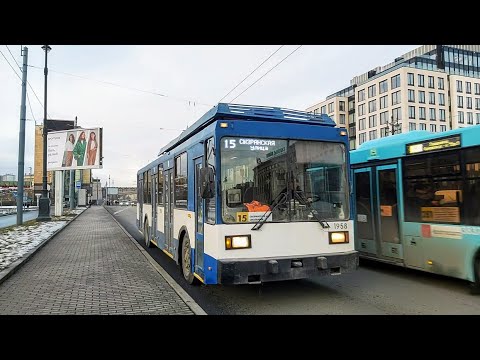Видео: Троллейбус, маршрут №15 ПТЗ-5283 б.1958 (14.02.20230 Санкт-Петербург