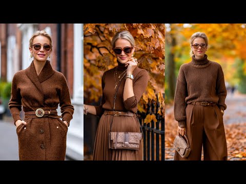 Видео: Элегантная осенняя мода для женщин 40+ | 8 шикарных коричневых нарядов, которые неподвластны врем...