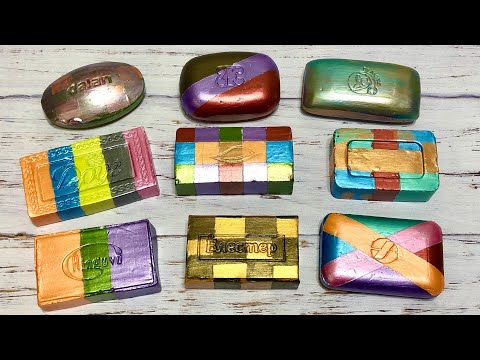 Видео: ASMR Soap/ cutting dry paint soap/ резка сухого крашенного мыла