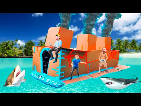 Видео: Гигантская КАРТОННАЯ ЛОДКА Челлендж !