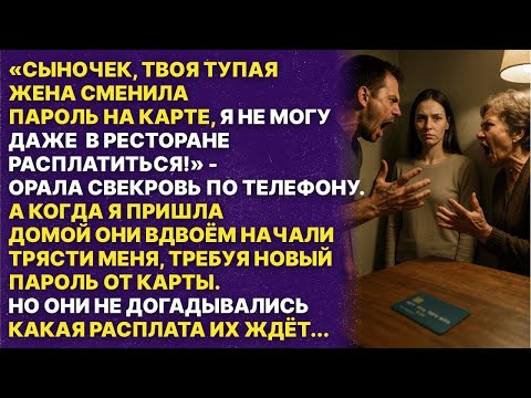Видео: Твоя жена сменила пароль на карте, теперь я не могу оплатить ресторан!  — орала свекровь