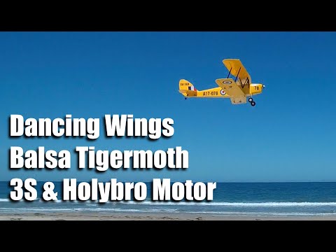 Видео: Dancing Wings Hobby Balsa Tigermoth - двигатель Holybro 2300 кВ