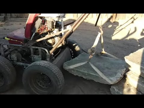 Видео: Минимотокран из Монстрика. Перевозка бетонных плит.