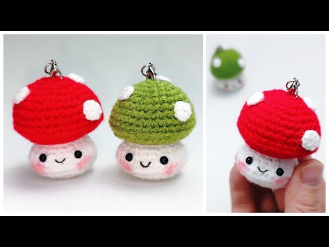 Видео: Как связать супер-простой брелок-гриб для начинающих – легко и мило!