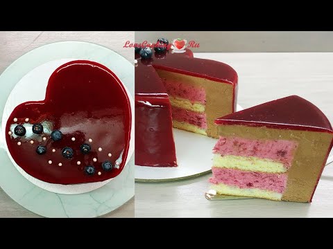 Видео: Шоколадно-ягодный муссовый торт Сердце | Ягодная глазурь | Heart mousse cake | LoveCookingRu