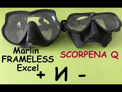 Видео: Обзор маски  SCORPENA Q + и -, Marlin FRAMELESS Excel