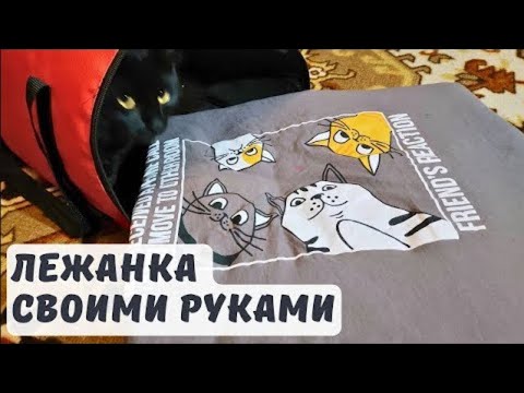 Видео: Лежанка для котика из старой футболки ручная швейная машинка