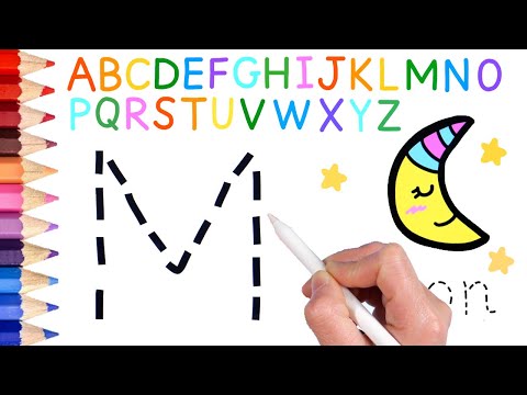 Видео: Алфавит для малышей и детей | Как нарисовать Луну простым цветом