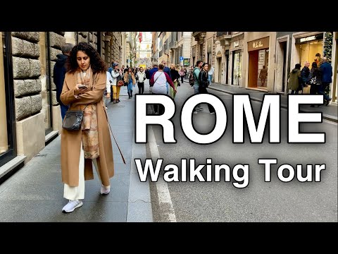 Видео: Рим, Италия 4K Пешеходная прогулка по городу - с субтитрами