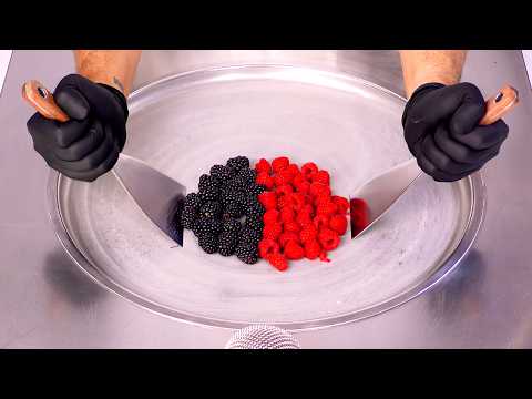 Видео: АСМР | Как приготовить ягодные роллы с ежевичным и малиновым мороженым (без разговоров)