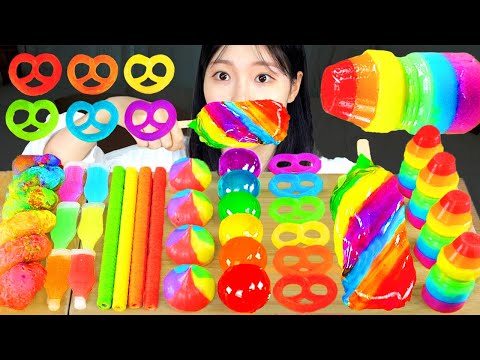 Видео: АСМР МУКБАНГ| Радужные десерты! YAKULT Jelly, Tanghulu, ROLL UP jelly Мороженое, Kohakutou, GUMMY.