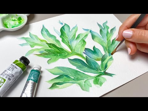 Видео: КАК РИСОВАТЬ РЕАЛИСТИЧНЫЕ ЗЕЛЕНЫЕ ЛИСТЬЯ 🍃 Продвинутые и начинающие акварельные техники