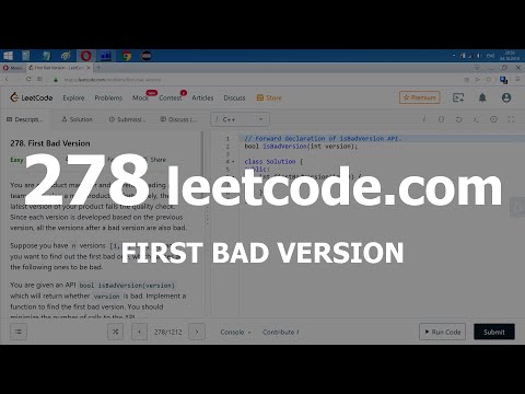 Видео: Разбор задачи 278 leetcode.com First Bad Version. Решение на C++