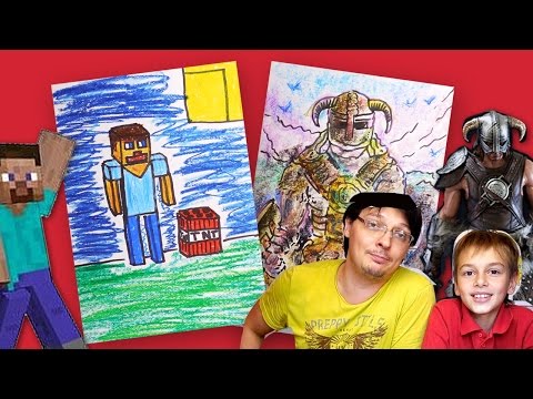 Видео: Minecraft vs Skyrim - Битва Игр, РыбаКит папа рисует
