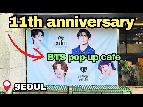 Видео: Празднование 11-летия BTS начинается в Сеуле! 💜 Кафе Лаки Даки