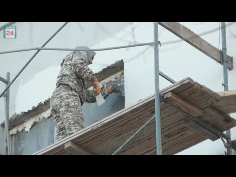 Видео: Фасад будет готов к концу ноября: работы на 10 школе Абакана идут под ежедневным контролем