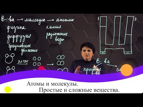 Видео: Атомы и молекулы. Простые и сложные вещества. 7 класс.