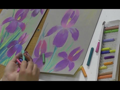 Видео: Видео-занятие. «Рисуем ирисы сухой пастелью» - Белова А.В.