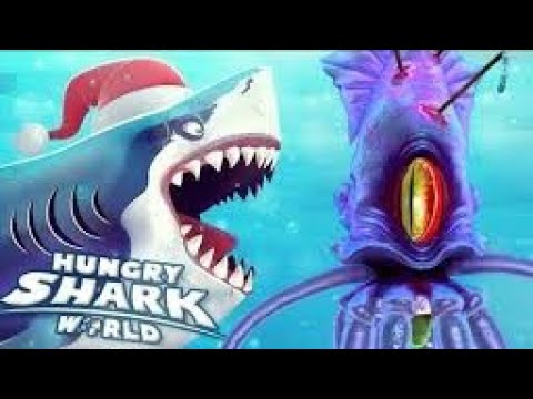 Видео: я победил босса гигантского кальмара hungry shark world часть 2