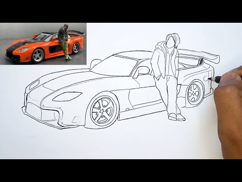 Видео: Как нарисовать Mazda RX-7 | Из (Форсаж) Простые наброски JDM-машин