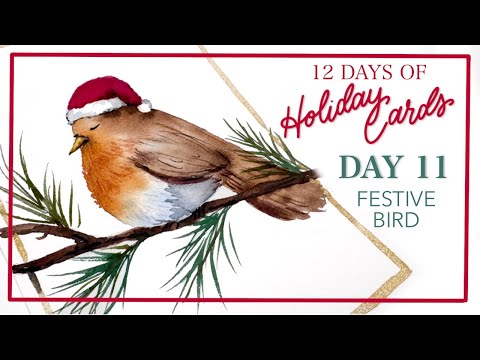 Видео: Нарисуйте праздничную птицу! День 11 из 12 праздничных открыток!