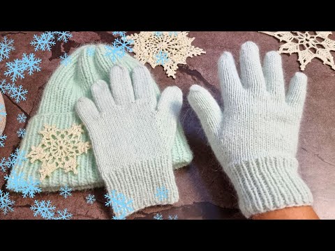 Видео: Перчатки Спицами из нежного пуха норки. Подробный МК