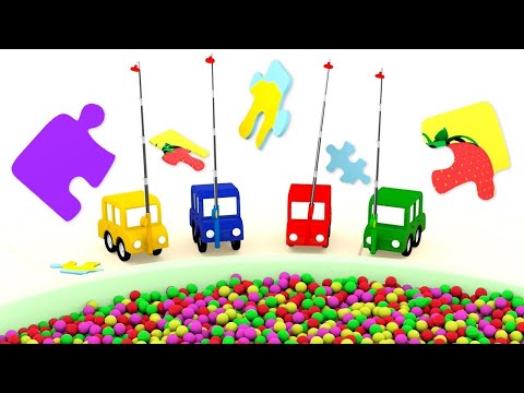 Видео: Мультики для малышей про 4 машинки. Маленькие машинки собирают пазлы онлайн. Развивающие мультфильмы