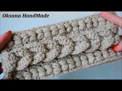 Видео: Объемная повязка на голову крючком. Crochet headband