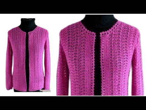 Видео: Вяжем жакет или кардиган крючком очень простым и красивым узором