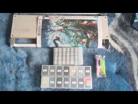 Видео: Обзор и готовая работа алмазной мозаики с журавликами