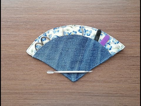 Видео: Чехол для маникюрных принадлежностей из джинсовой ткани.