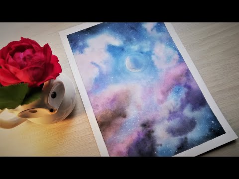 Видео: 🌜Как нарисовать НЕБО АКВАРЕЛЬЮ🌜How to draw the sky with watercolors?🌜