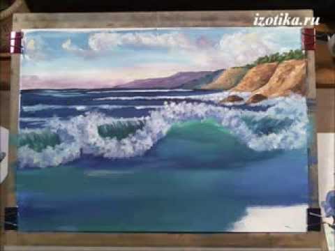 Видео: Бурное море. Пейзаж гуашью