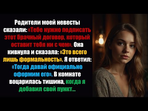 Видео: Родители моей невесты сказали, что тебе нужно подписать этот брачный договор, который оставит тебя..