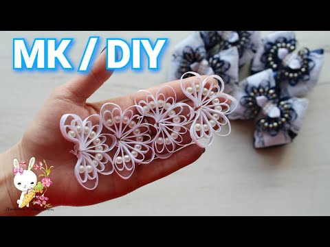 Видео: Школьный бант с квиллингом / МК канзаши / DIY School quilling bow