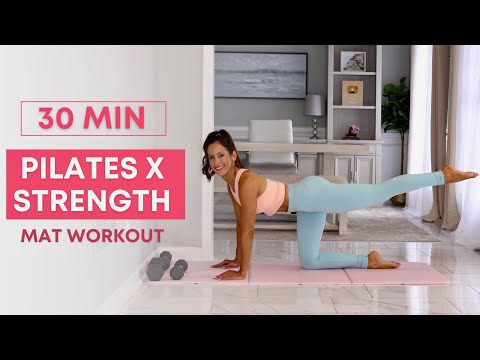 Видео: 30-минутная тренировка пилатеса на всё тело с отягощениями | Без приседаний и выпадов