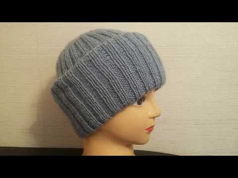 Видео: Вязание шапки из мохера с двумя отворотами.