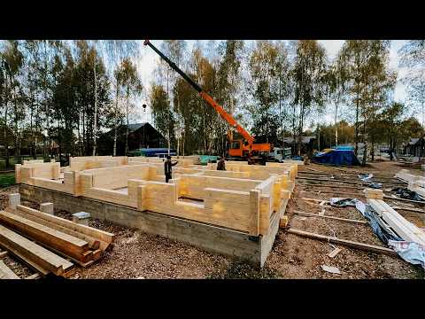Видео: Дом из КЛЕЕНОГО бруса за 1 час
