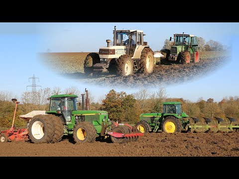 Видео: Вспашка и сев классическими тракторами: John Deere 4955 x2 | Fendt Favorit 614 LSA | Lamborghini ...
