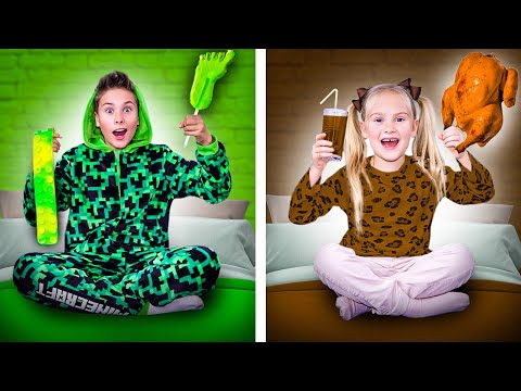 Видео: КОРИЧНЕВЫЙ цвет VS ЗЕЛЕНЫЙ цвет на 24 часа !!!