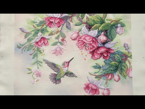 Видео: Dimensions "Hummingbird and Fuchsias" "Колибри и фуксии". От обзора до готовой работы