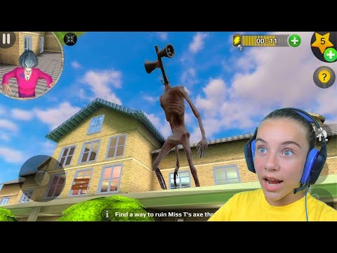 Видео: ЗЛАЯ УЧИТЕЛЬНИЦА МИСС ТИ против СИРЕНОГОЛОВОГО Scary Teacher 3D