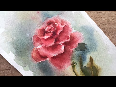 Видео: Роза акварелью. Демонстрация.  Watercolor painting - flowers.