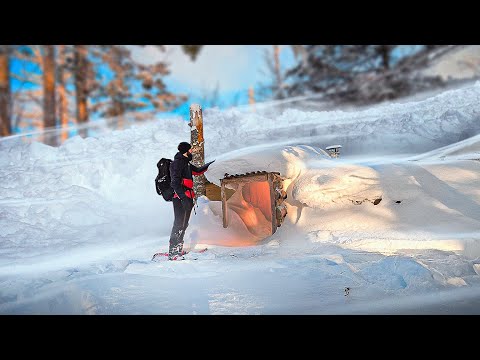 Видео: ЗЕМЛЯНКА после СНЕЖНОЙ БУРИ - ЧТО СЛУЧИЛОСЬ С ДОМОМ ПОД ЗЕМЛЕЙ? | Укрытие в зимнем лесу