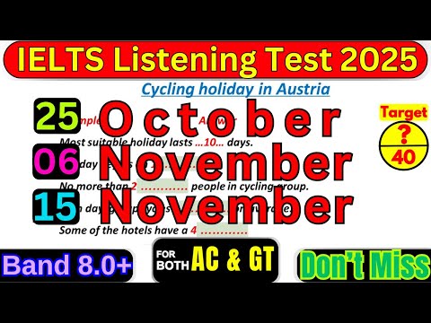 Видео: ТЕСТ IELTS LISTENING НА 25 ОКТЯБРЯ, 6 НОЯБРЯ И 15 НОЯБРЯ С ОТВЕТАМИ | IELTS LISTENING