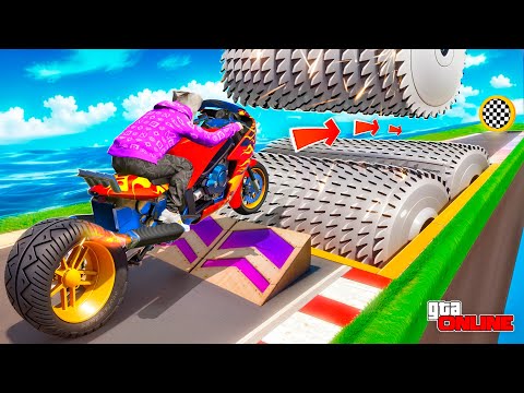 Видео: СМОЖЕТ ЛИ САМЫЙ БЫСТРЫЙ БАЙК ПЕРЕПРЫГНУТЬ ОГРОМНУЮ МЯСОРУБКУ В GTA 5? ЭКСПЕРИМЕНТЫ ГТА 5