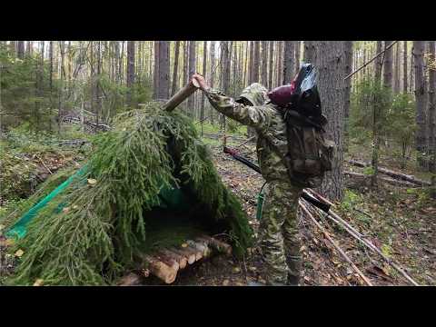 Видео: Сутки ОДИН в НЕИЗВЕСТНОМ ЛЕСУ. ПОВРЕДИЛ РУКУ. Строю убежище и добываю еду.