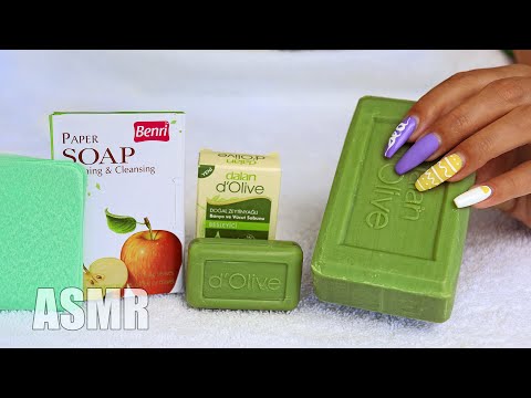 Видео: ASMR Soap Olive Satisfying Tapping Triggers | АСМР Резка твердого МЫЛА Таппинг 100% МУРАШКИ